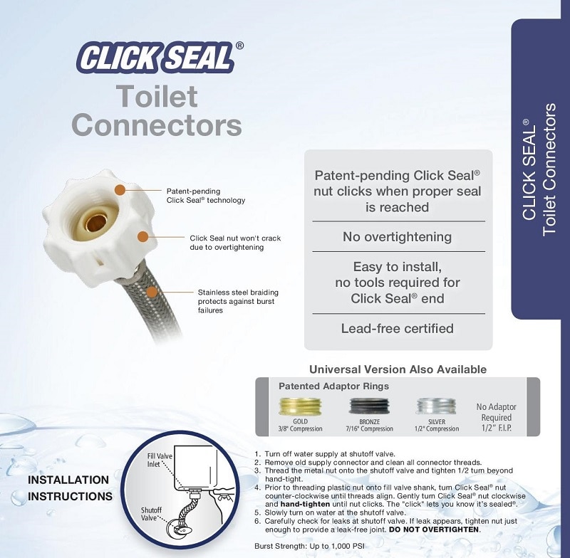 Fluidmaster 3/8 in. x 7/8 in. x 20 in. Stainless Steel Click Seal